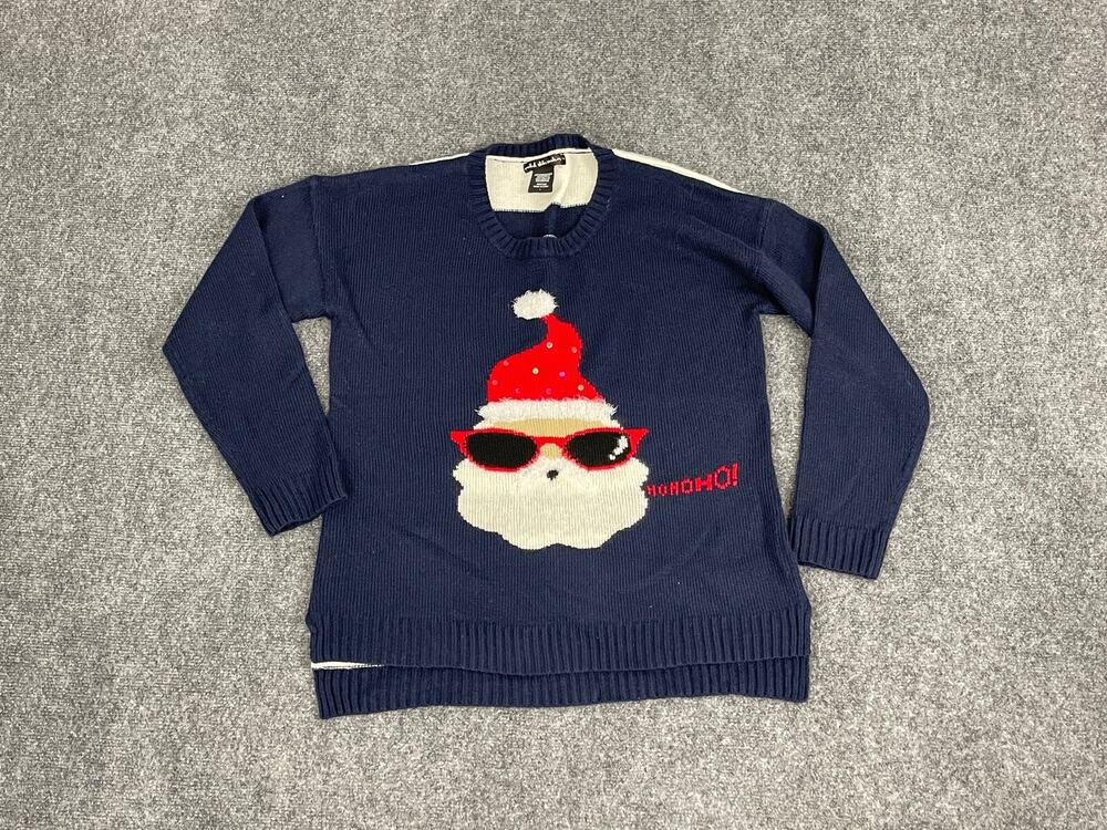 United States Sweater Women's Large Ugly Christmas Sweater Santa Beaded N299